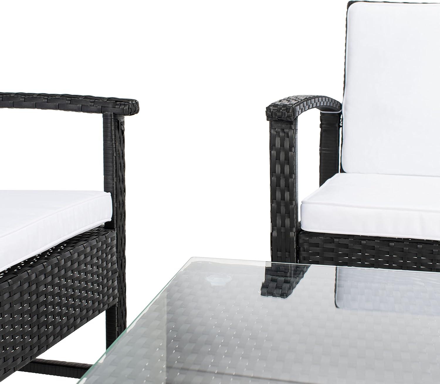image:imageSAFAVIEH Outdoor Collection Krissy Wicker Cushion 4Piece Living Set PAT7711A BlackWhiteBlack White