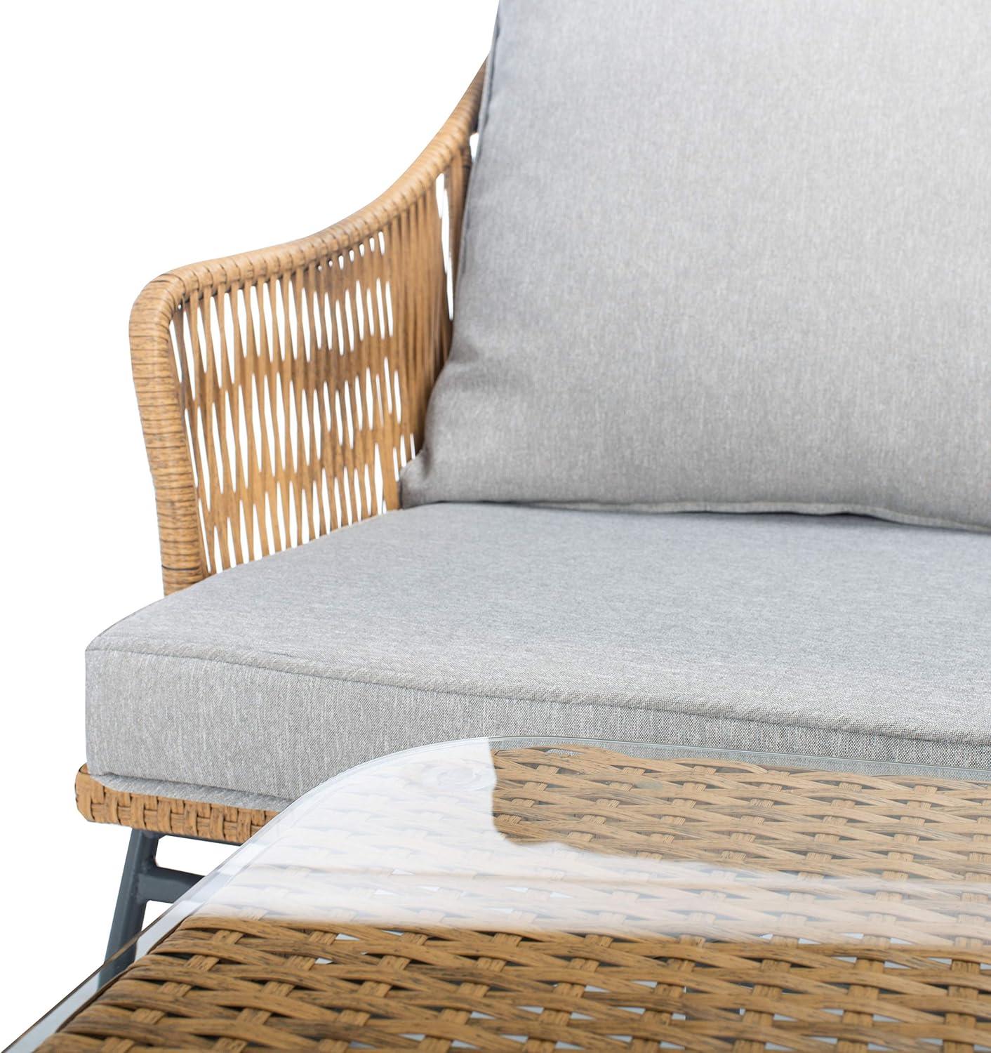 image:imageSAFAVIEH Outdoor Collection Lonra Natural RattanGrey Cushion 7Piece Patio Chaise Lounge Set PAT9019A2BXNatural Grey