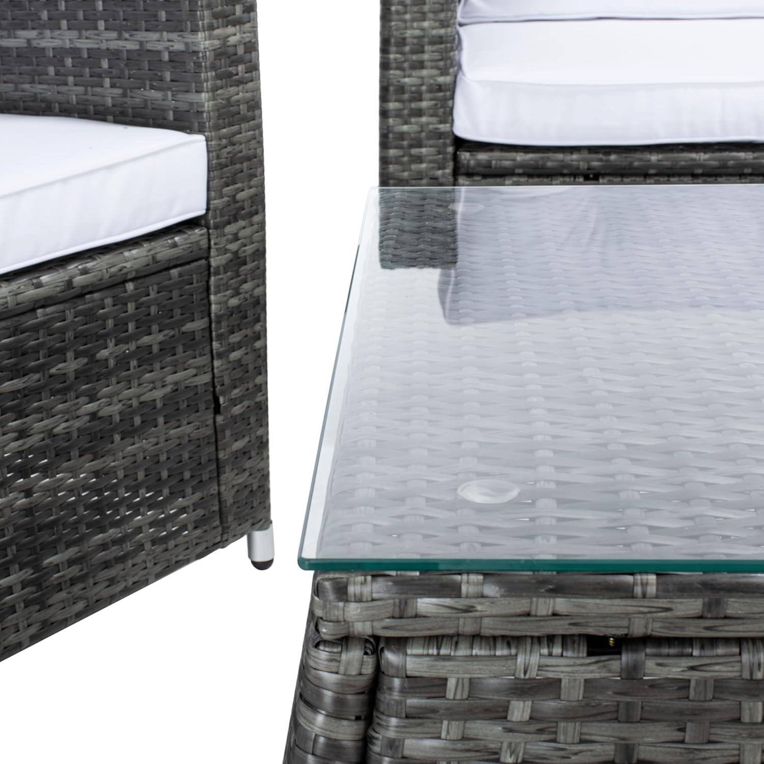 image:imageSAFAVIEH Outdoor Collection Lorma Grey BrownWhite Wicker 4Piece Conversation Patio Set