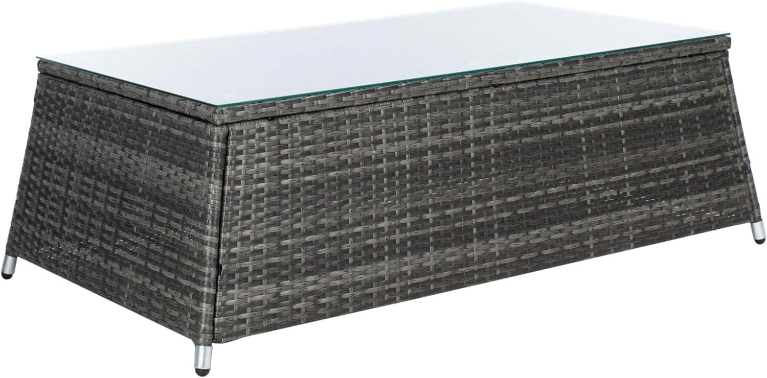 image:imageSAFAVIEH Outdoor Collection Lorma Grey BrownWhite Wicker 4Piece Conversation Patio Set