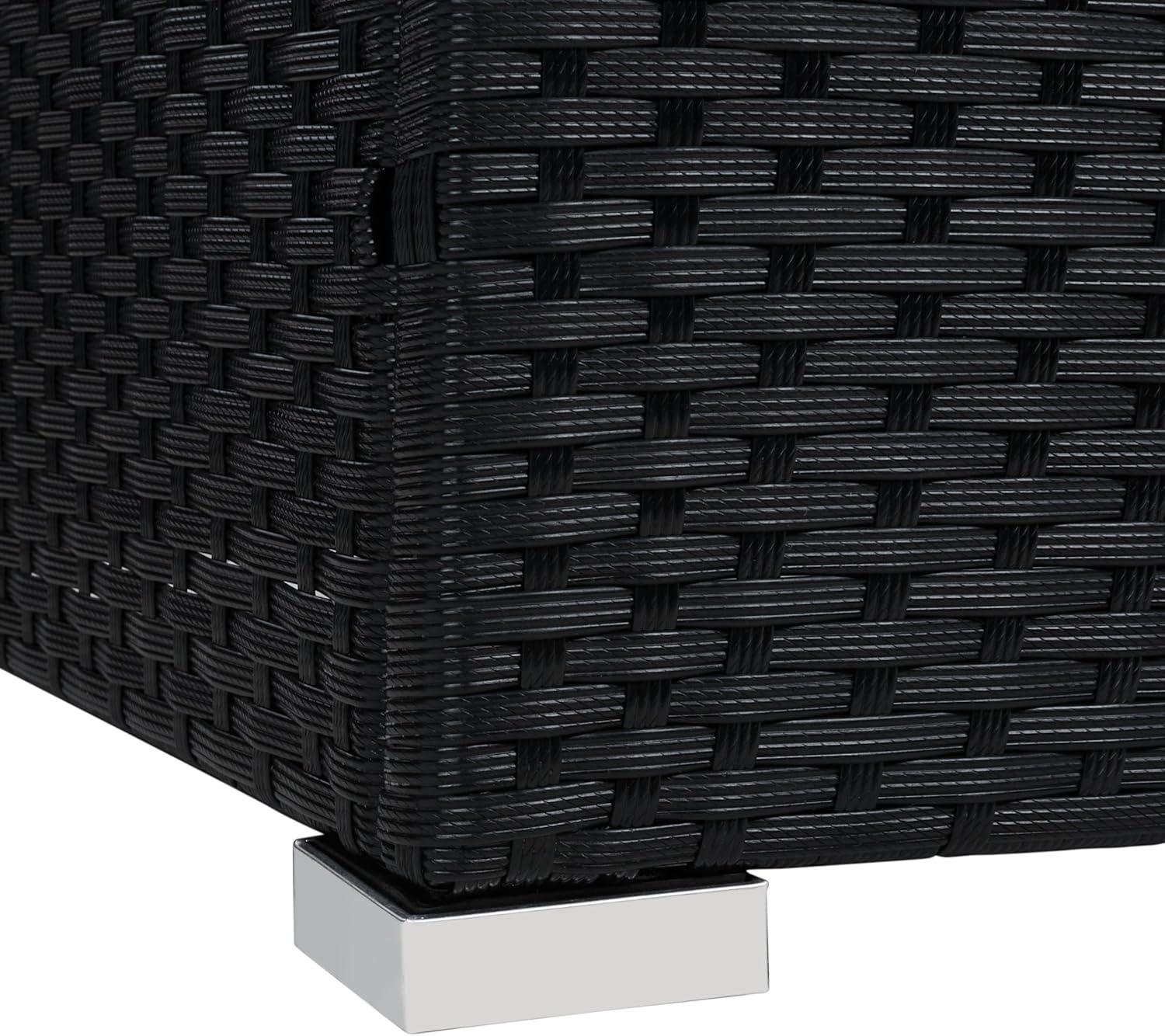 image:imageSAFAVIEH Outdoor Collection Madalina BlackLight Grey Wicker Conversation Patio Set