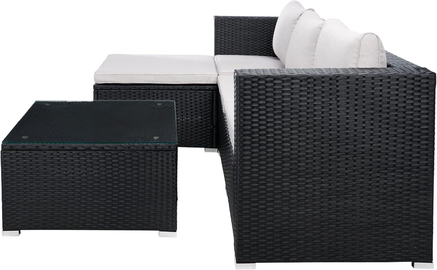 image:imageSAFAVIEH Outdoor Collection Madalina BlackLight Grey Wicker Conversation Patio Set
