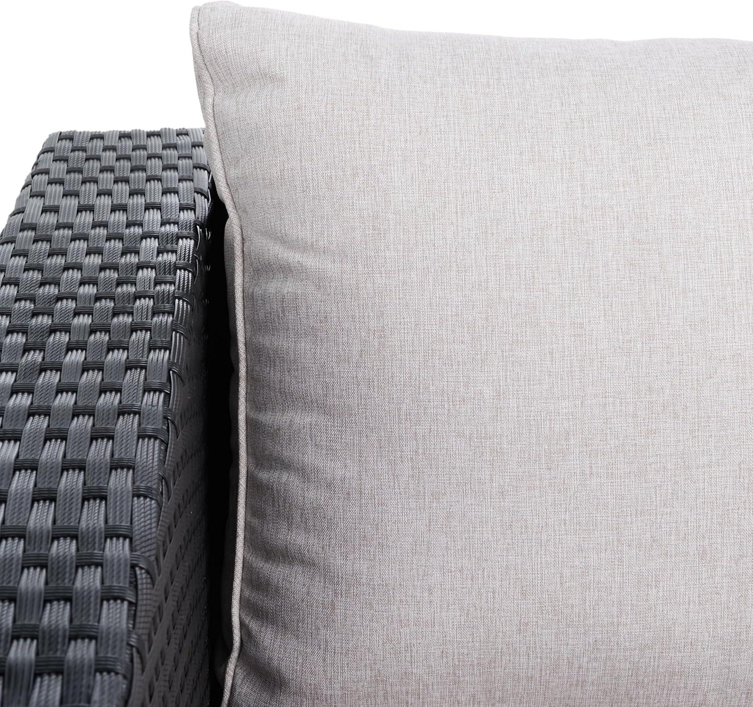 image:imageSAFAVIEH Outdoor Collection Madalina BlackLight Grey Wicker Conversation Patio Set