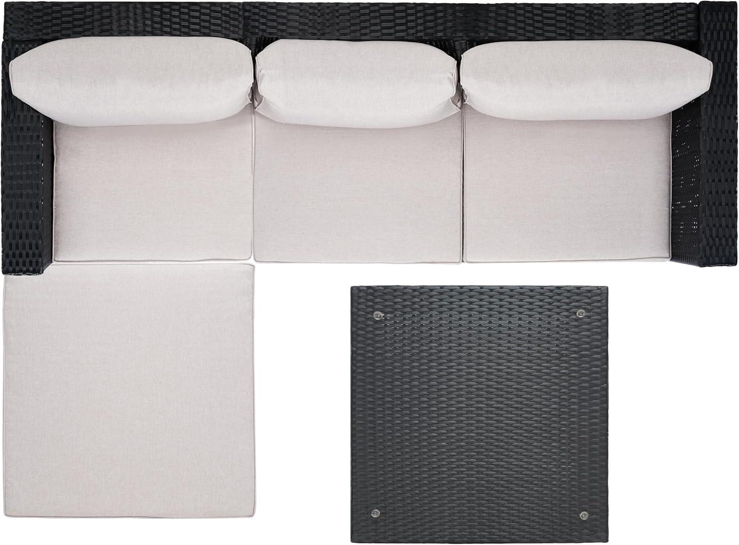 image:imageSAFAVIEH Outdoor Collection Madalina BlackLight Grey Wicker Conversation Patio Set