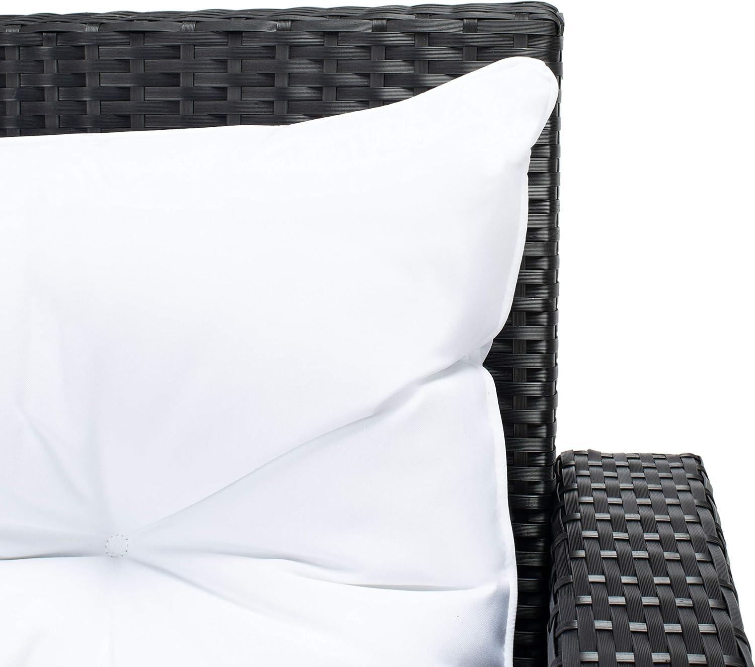 image:imageSAFAVIEH Outdoor Collection Miki BlackWhite Cushion Wicker 6Piece Corner SetBlack White