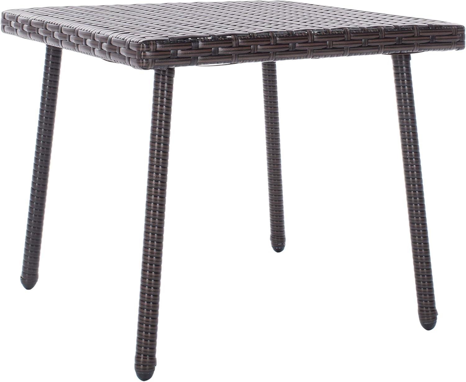 image:imageSAFAVIEH Outdoor Collection Moore Black RattanBeige Cushion 3Piece Patio Lounge Bistro Set with Table PAT9009ABrown Beige