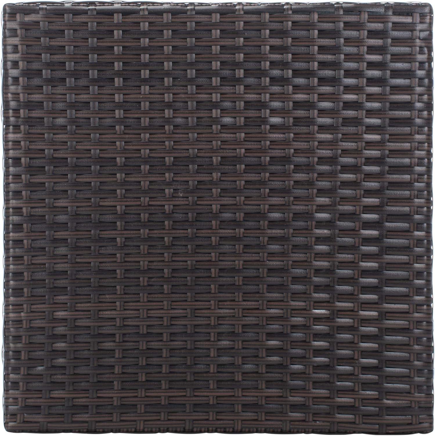 image:imageSAFAVIEH Outdoor Collection Moore Black RattanBeige Cushion 3Piece Patio Lounge Bistro Set with Table PAT9009ABrown Beige