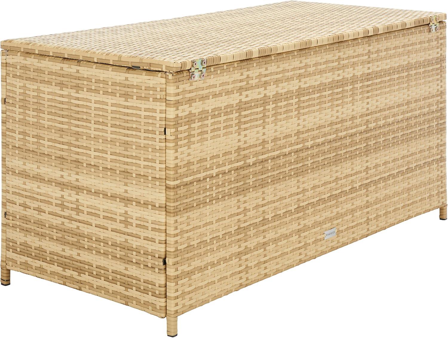 image:imageSAFAVIEH Outdoor Collection Oliveira NaturalWhite Cushion BoxNaturalWhite