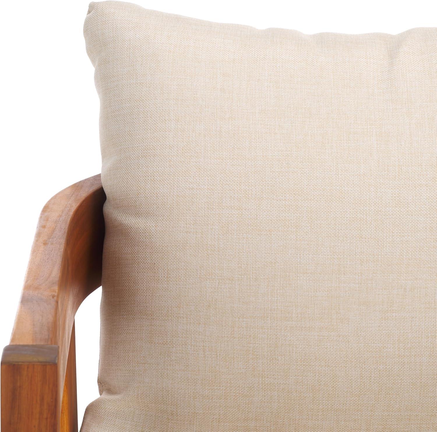 image:imageSAFAVIEH Outdoor Collection Owen Natural BrownTaupe Cushion Solid Wood Chair Set of 2