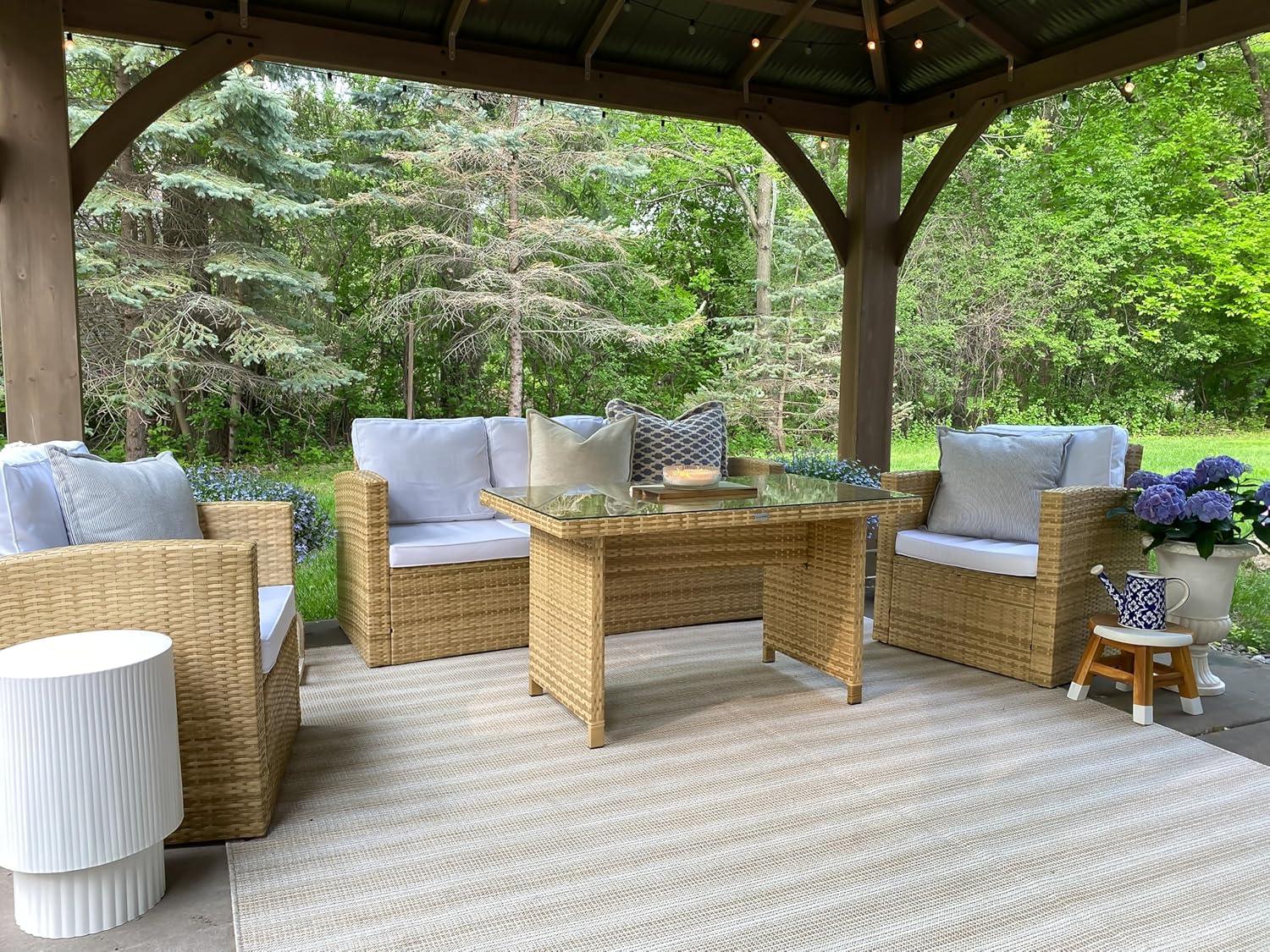 image:imageSAFAVIEH Outdoor Collection Paul Traditional Brown Planter Fully AssembledOff White
