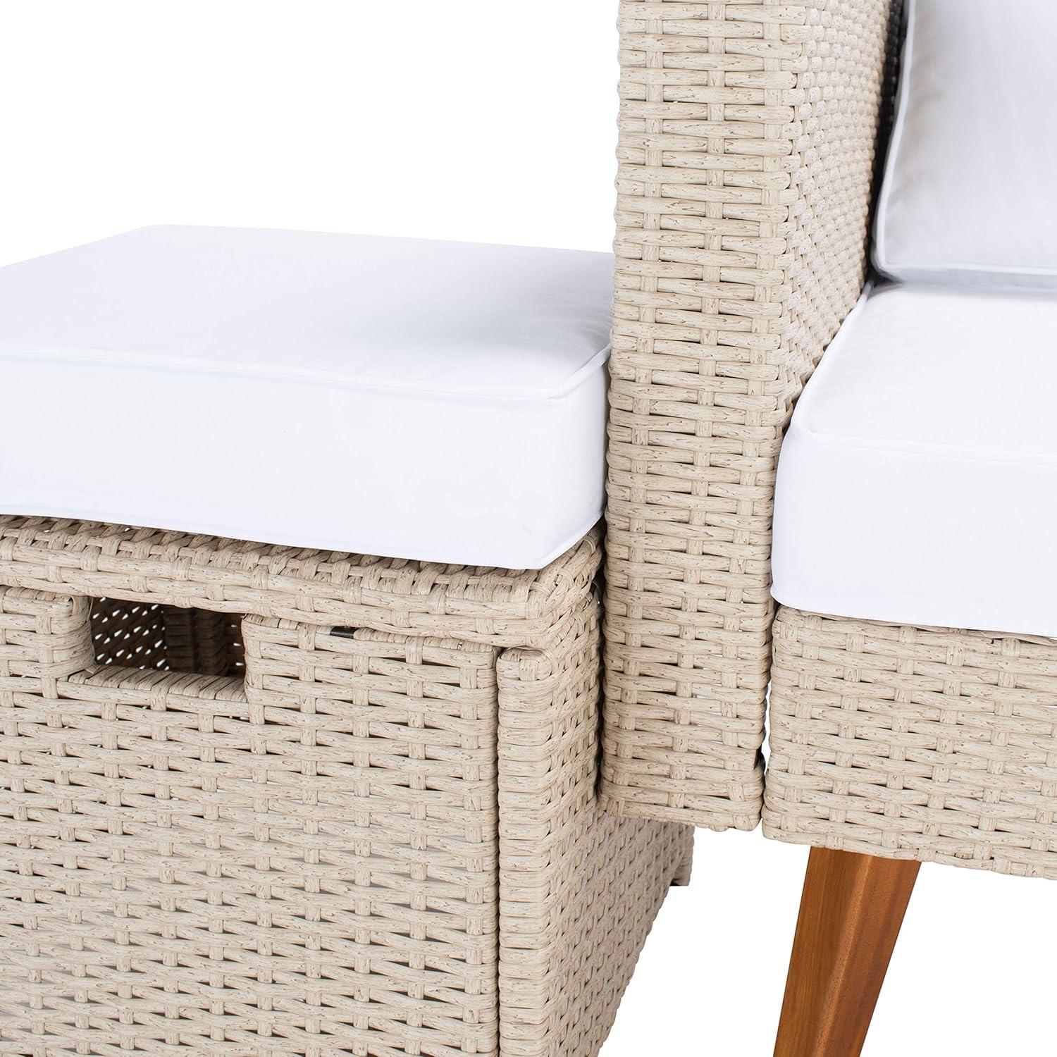 image:imageSAFAVIEH Outdoor Collection Presla NaturalWhite 6Piece Patio Living Set PAT7715D3BXBeige White