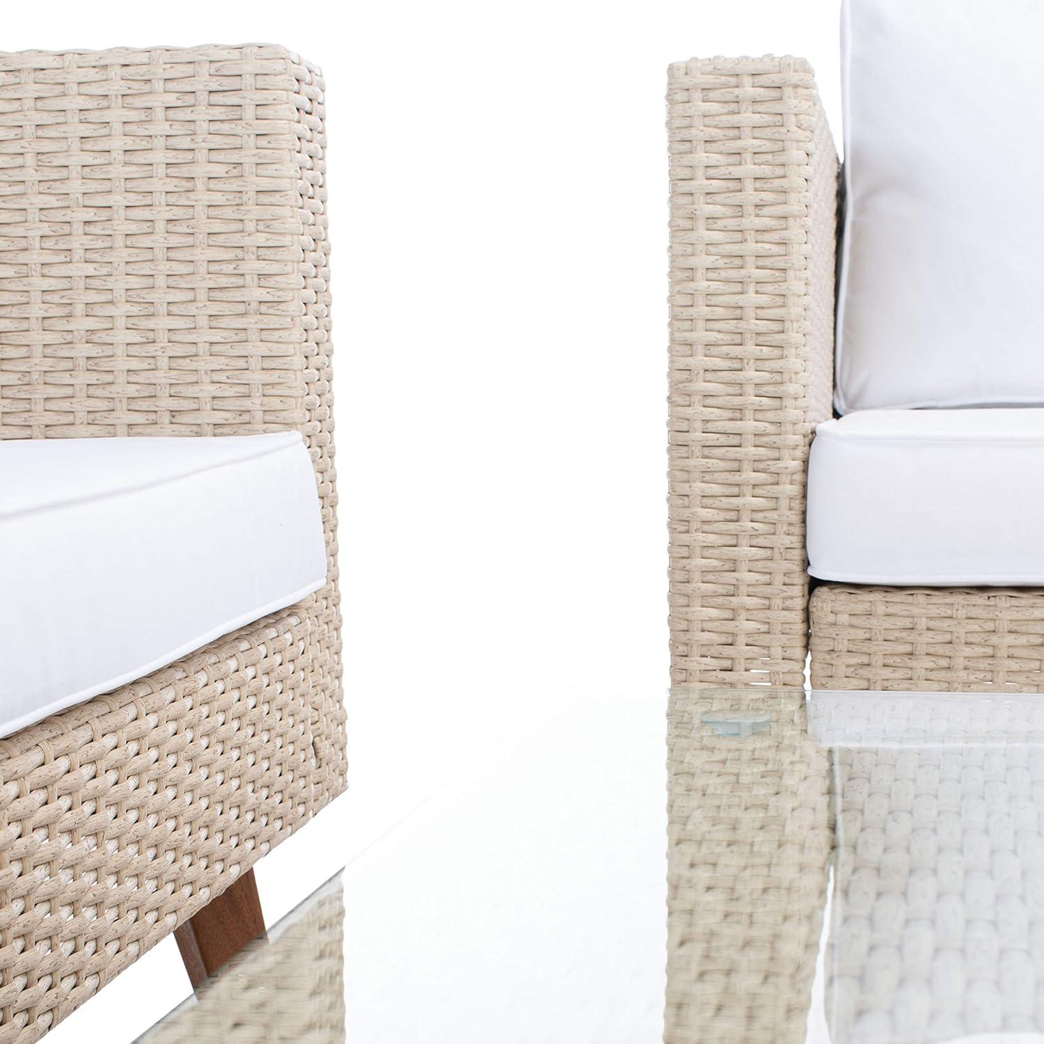 image:imageSAFAVIEH Outdoor Collection Presla NaturalWhite 6Piece Patio Living Set PAT7715D3BXBeige White