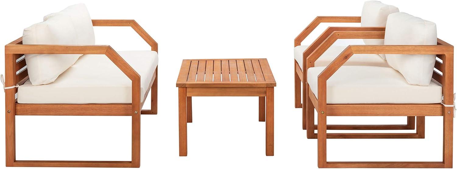 image:imageSAFAVIEH Outdoor DREN Natural Brown 4Piece Set Beige Seat Cushions IncludedNaturalBeige