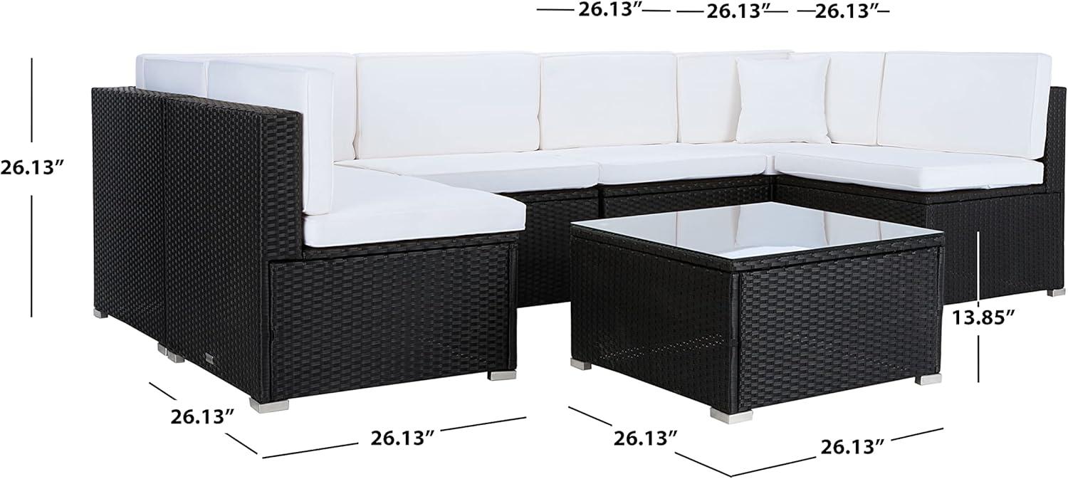 image:imageSAFAVIEH Outdoor Sectional Diona BlackWhite Outdoor Living SetBlack