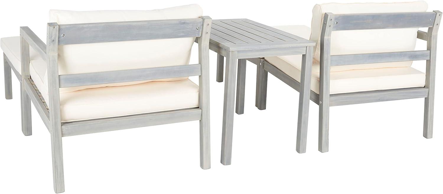 image:imageSAFAVIEH PAT6759B Collection Pratia Natural and Navy 5Piece Outdoor Patio SetAsh GreyBeige