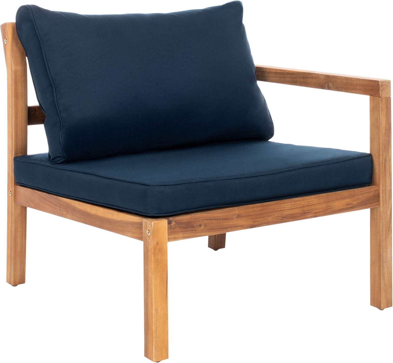 image:imageSAFAVIEH PAT6759B Collection Pratia Natural and Navy 5Piece Outdoor Patio SetNaturalNavy