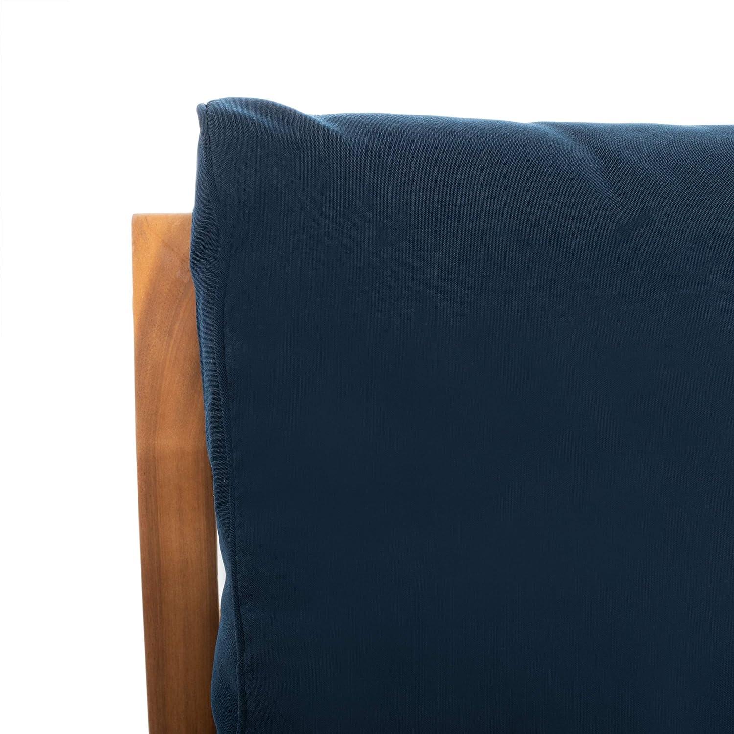 image:imageSAFAVIEH PAT6759B Collection Pratia Natural and Navy 5Piece Outdoor Patio SetNaturalNavy