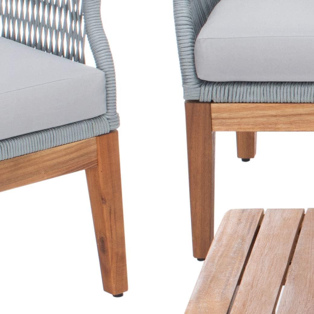 image:imageSAFAVIEH PAT7075A2BX Outdoor Winslo Rope 4Piece Seat Cushions and Pillows Included Patio SetGreyGrey