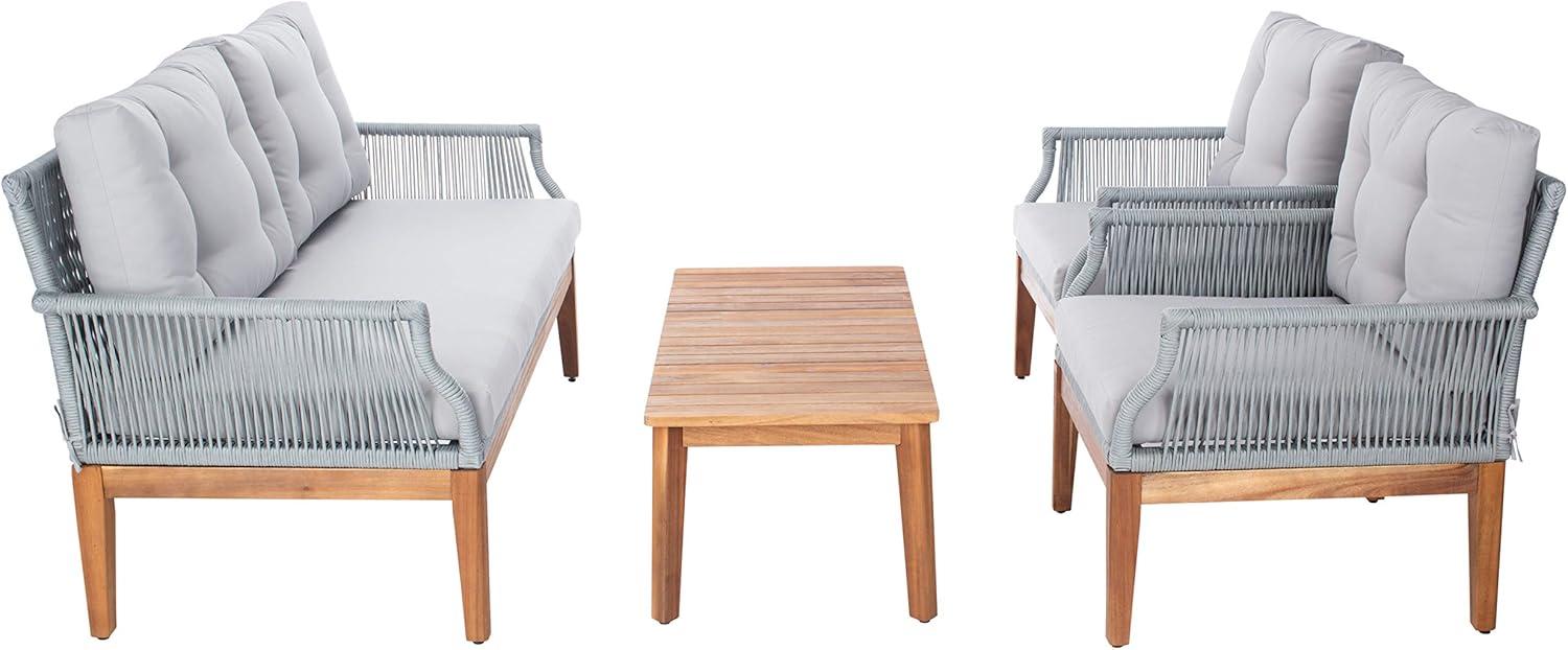 image:imageSAFAVIEH PAT7075A2BX Outdoor Winslo Rope 4Piece Seat Cushions and Pillows Included Patio SetGreyGrey
