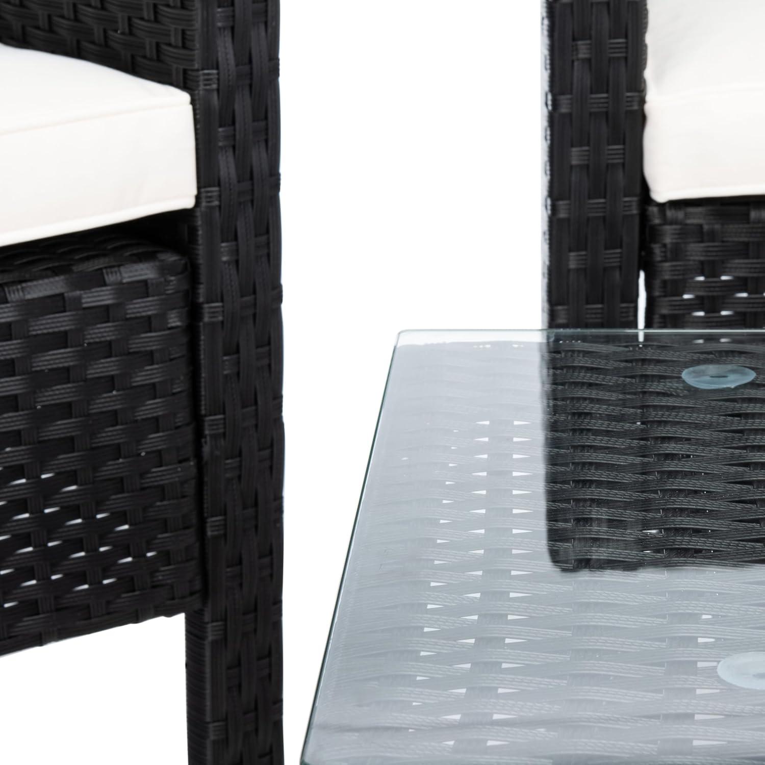 image:imageSAFAVIEH PAT7505A Collection Aboka Black and Beige 4Piece Outdoor Living Patio SetBlackBeige