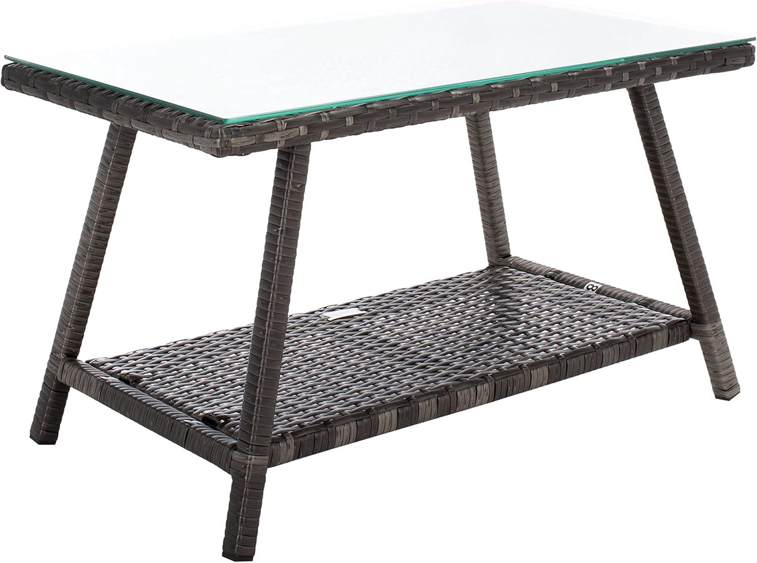 image:imageSAFAVIEH PAT7505A Collection Aboka Black and Beige 4Piece Outdoor Living Patio SetGrey BrownWhite