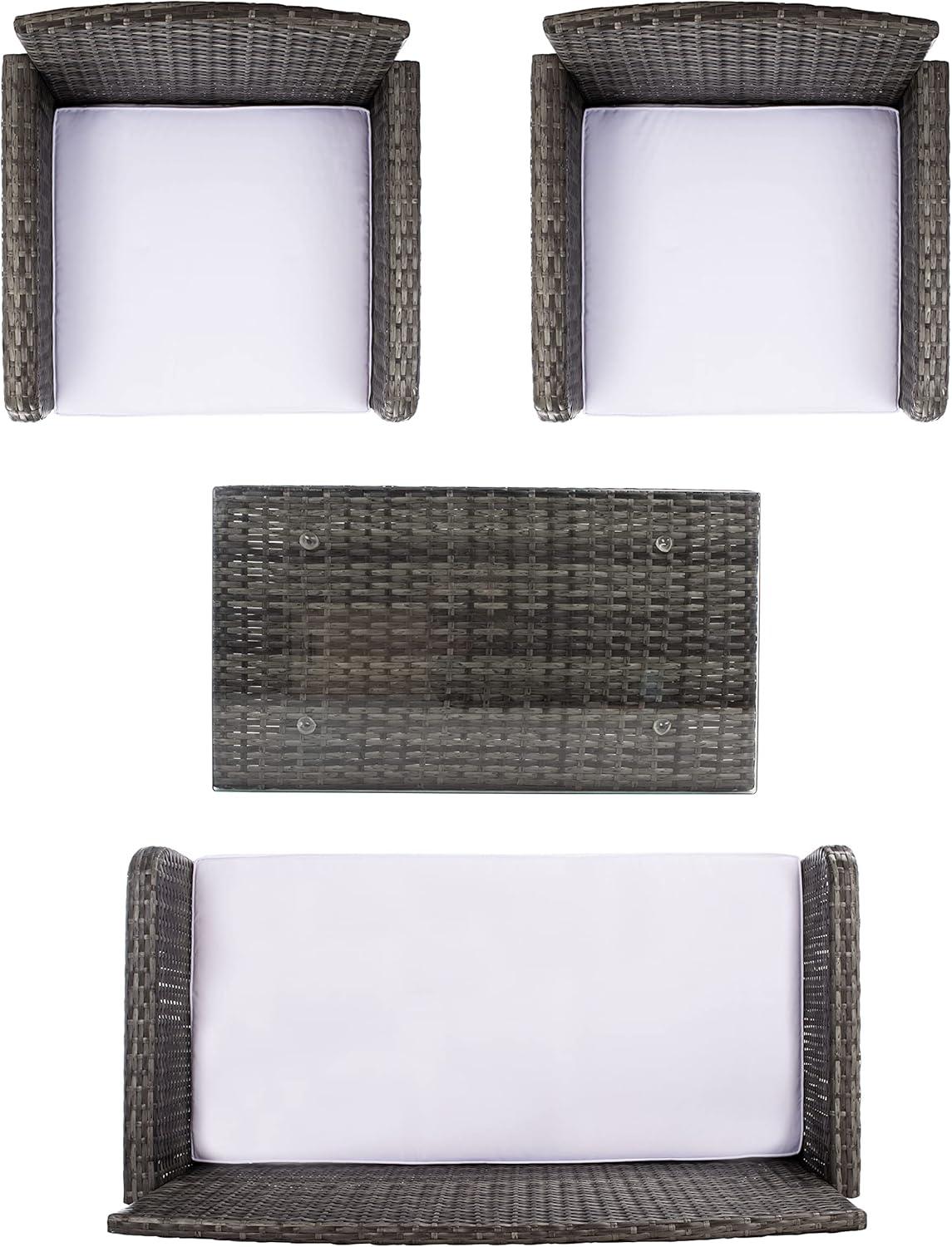image:imageSAFAVIEH PAT7505A Collection Aboka Black and Beige 4Piece Outdoor Living Patio SetGrey BrownWhite