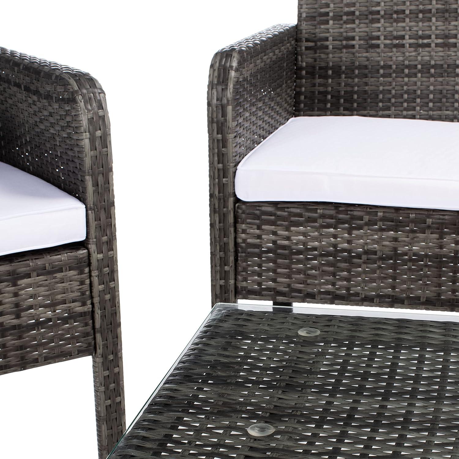 image:imageSAFAVIEH PAT7505A Collection Aboka Black and Beige 4Piece Outdoor Living Patio SetGrey BrownWhite