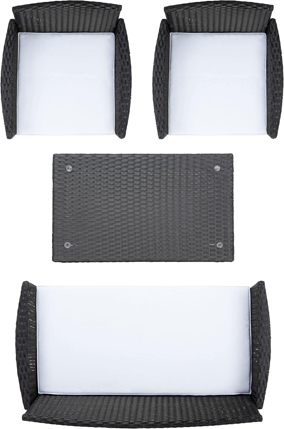 image:imageSAFAVIEH PAT7506B Collection Bandele Grey 4Piece Outdoor Living Patio SetBlack Beige