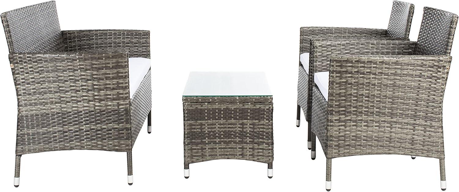 image:imageSAFAVIEH PAT7506B Collection Bandele Grey 4Piece Outdoor Living Patio SetGrey Brown White