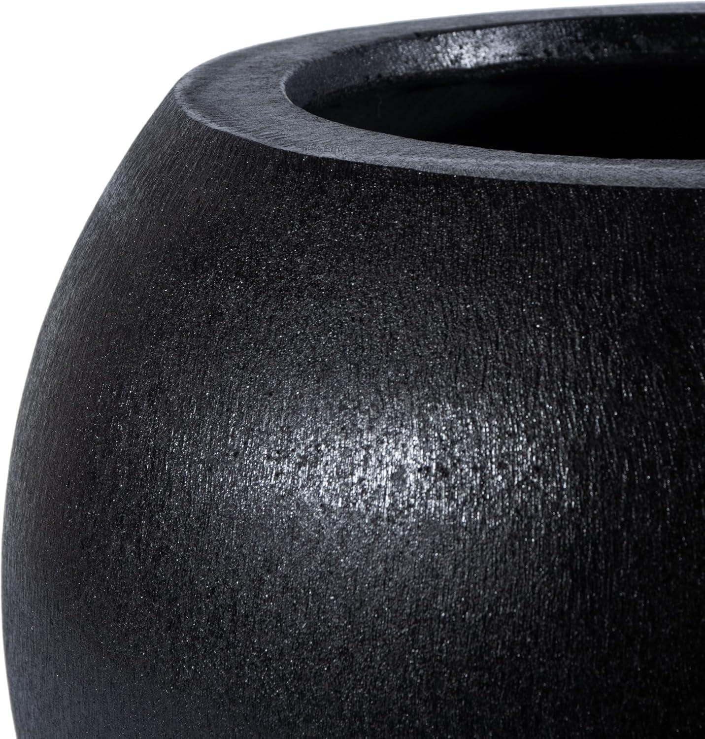 image:imageSafavieh Outdoor Collection Gerand Black Concrete Planter Fully AssembledBlack