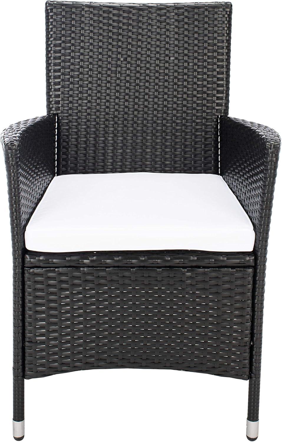 image:imageSafavieh Outdoor Collection Hailee Black Wicker and White Cushion 9Piece Dining SetBlack White