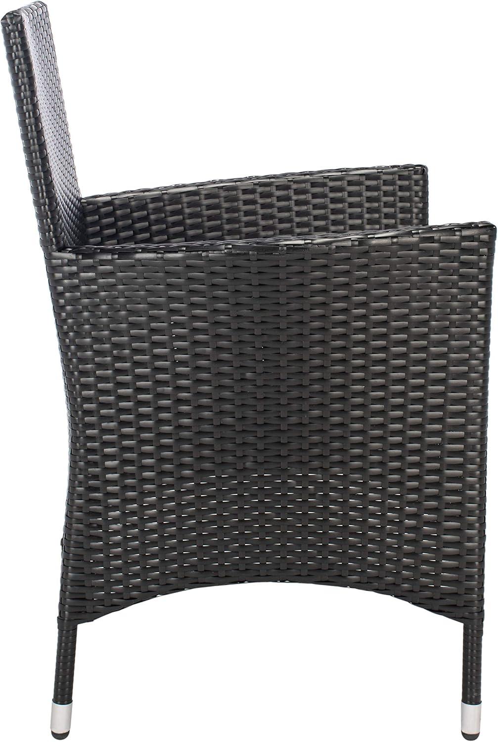 image:imageSafavieh Outdoor Collection Hailee Black Wicker and White Cushion 9Piece Dining SetBlack White