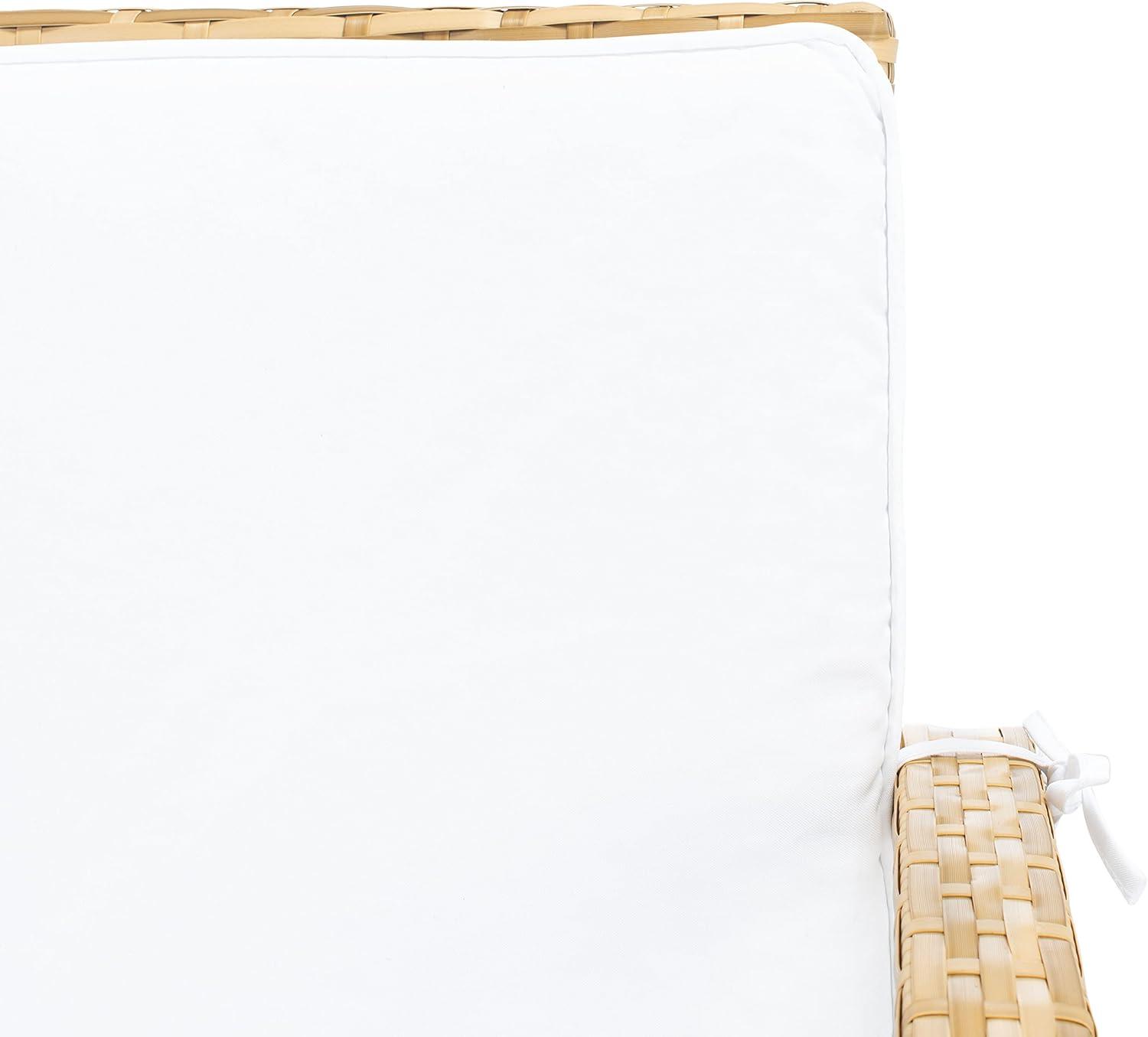 image:imageSafavieh Outdoor Collection Reslor Wicker Cushion 4Piece Living Set PAT7713D NaturalWhiteNatural White