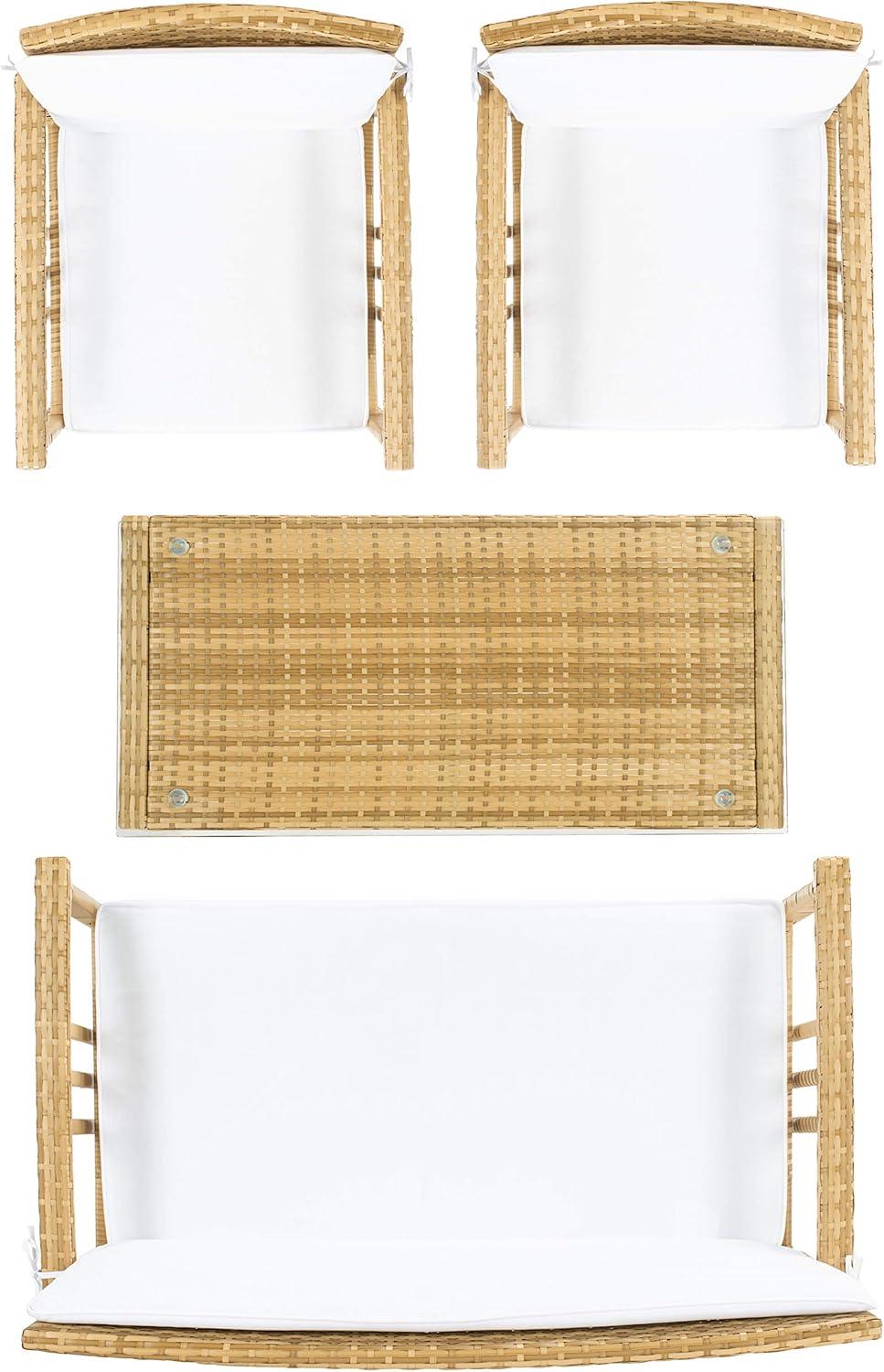 image:imageSafavieh Outdoor Collection Reslor Wicker Cushion 4Piece Living Set PAT7713D NaturalWhiteNatural White