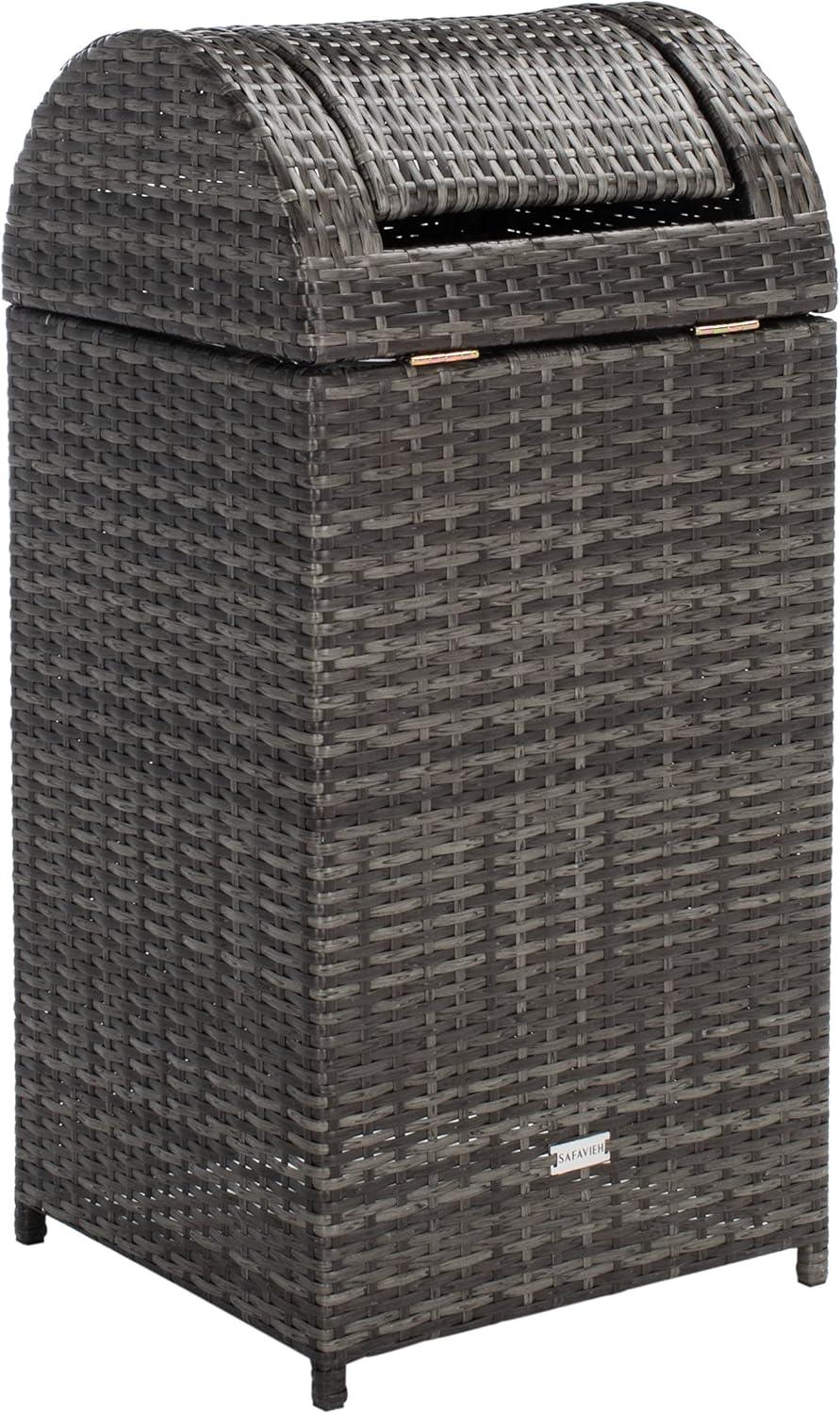 image:imageSafavieh Outdoor Collection Serapis Grey Wicker Trash BinGrey Brown