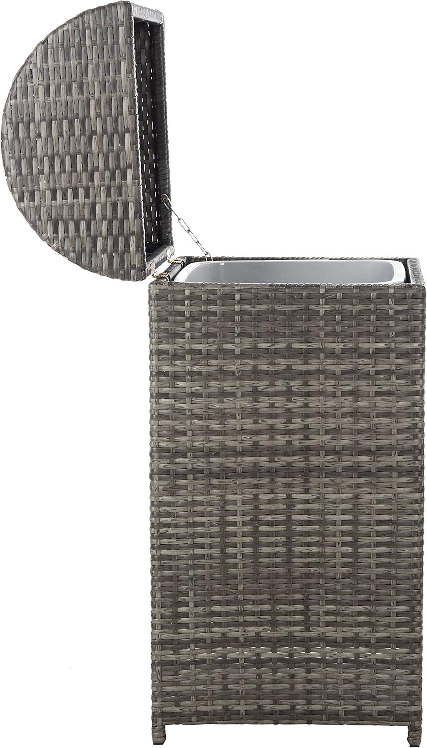 image:imageSafavieh Outdoor Collection Serapis Grey Wicker Trash BinGrey Brown