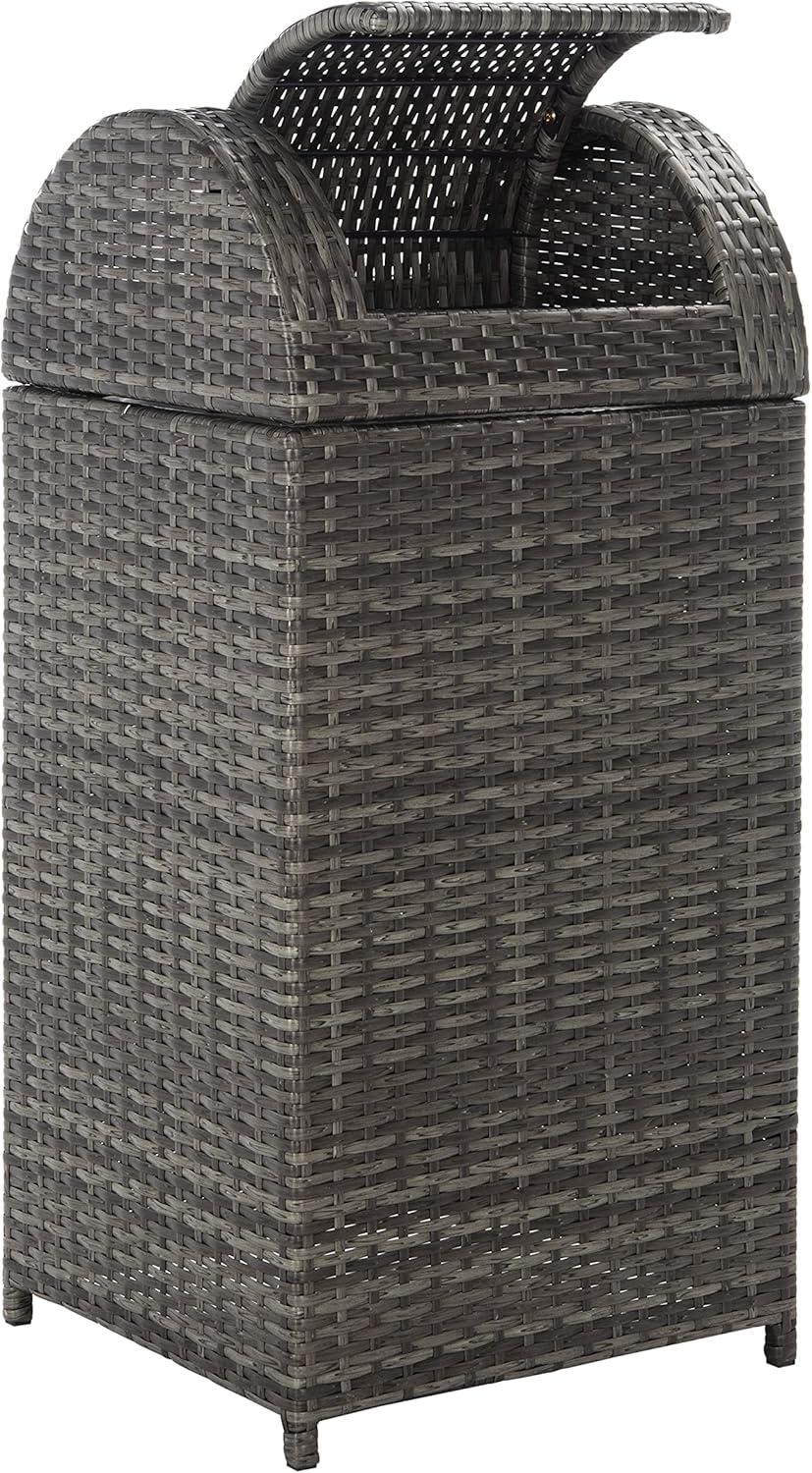 image:imageSafavieh Outdoor Collection Serapis Grey Wicker Trash BinGrey Brown