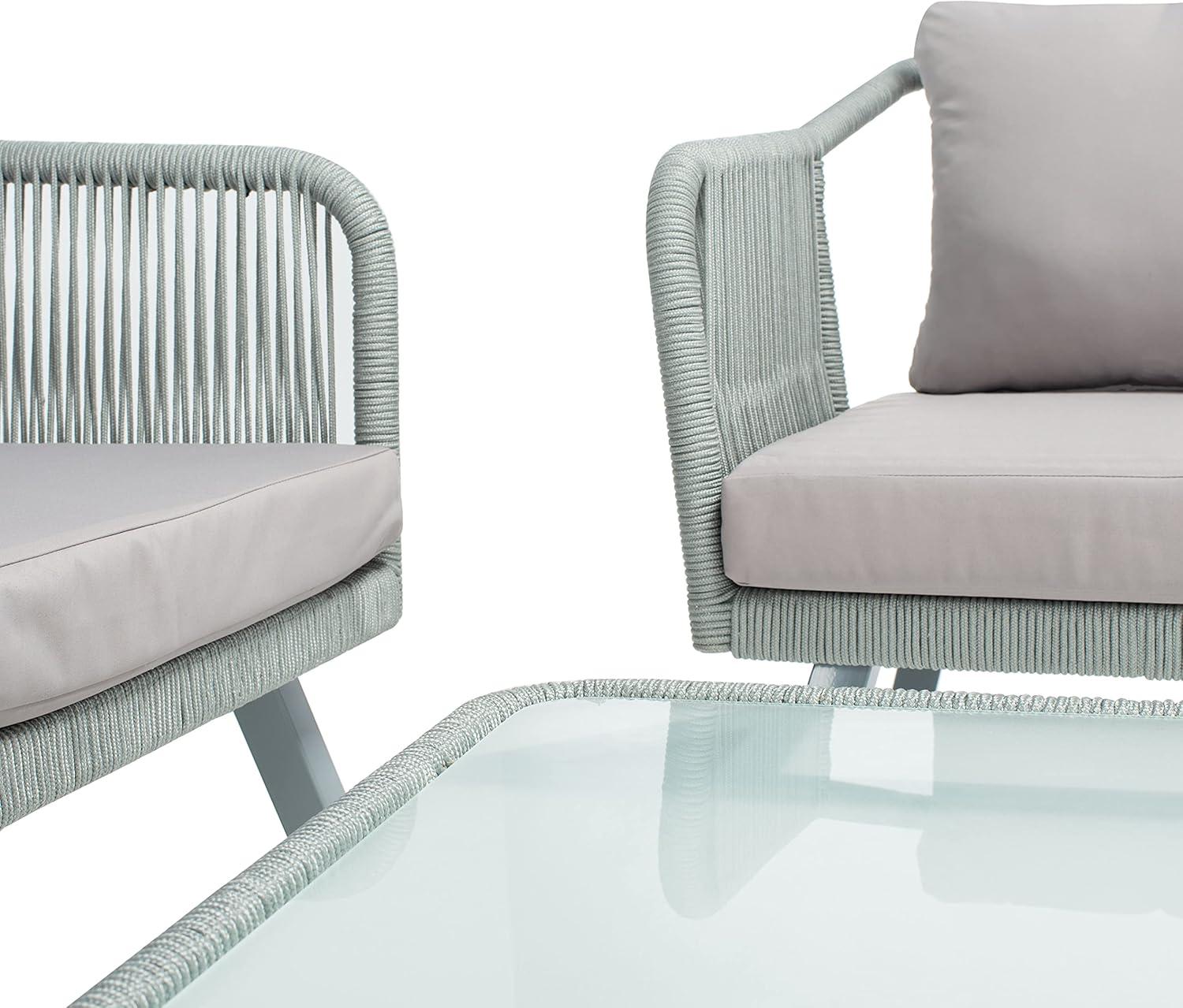 image:imageSafavieh Outdoor Collection Torsla Wicker Cushion 4Piece Rope Patio Backyard Living Set PAT7520C GreyGreyGrey Grey