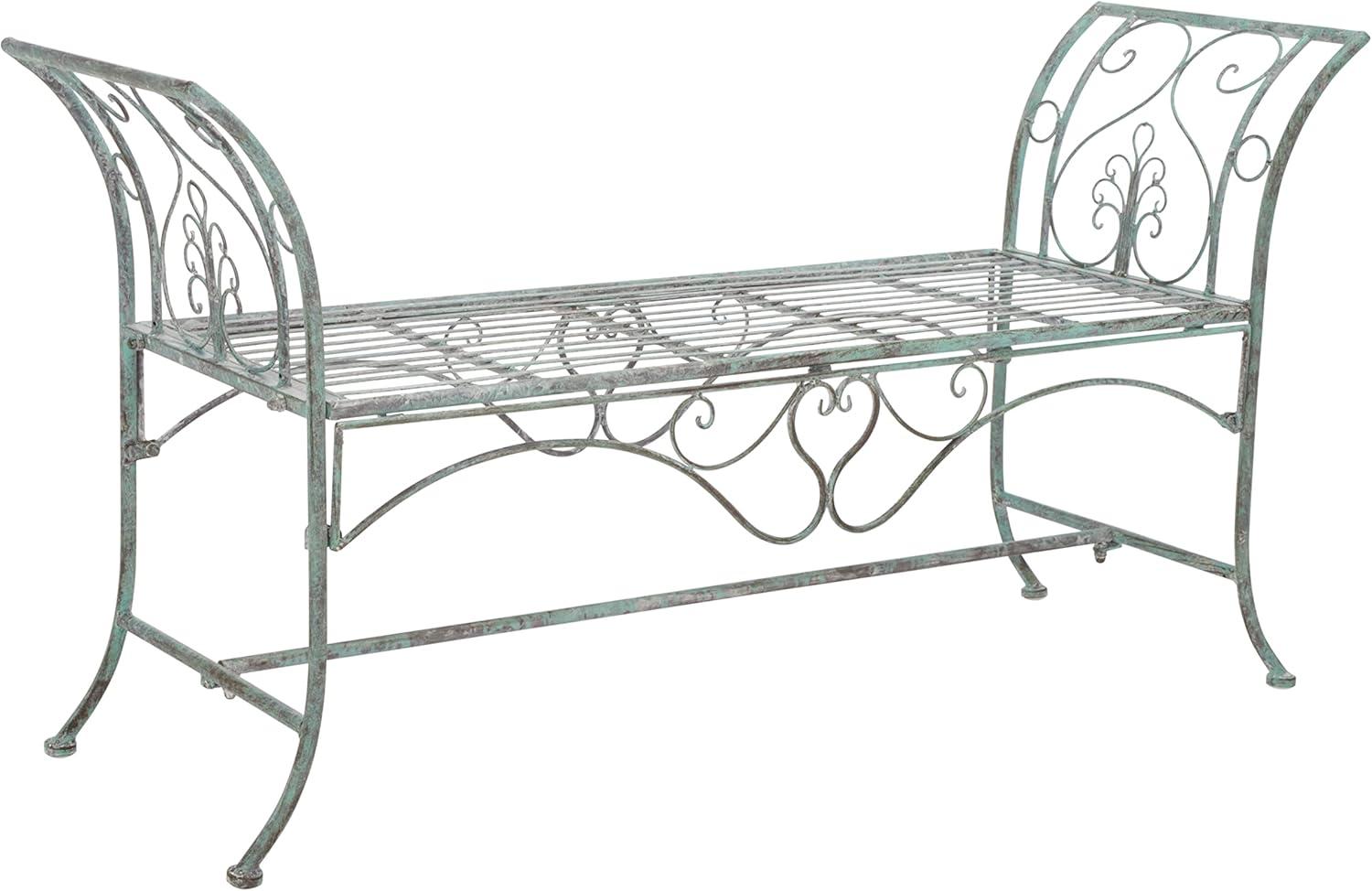 image:imageSafavieh PAT5016A Collection Arona Antique White Wrought Iron 51 Outdoor Garden BenchAntique Dark Green