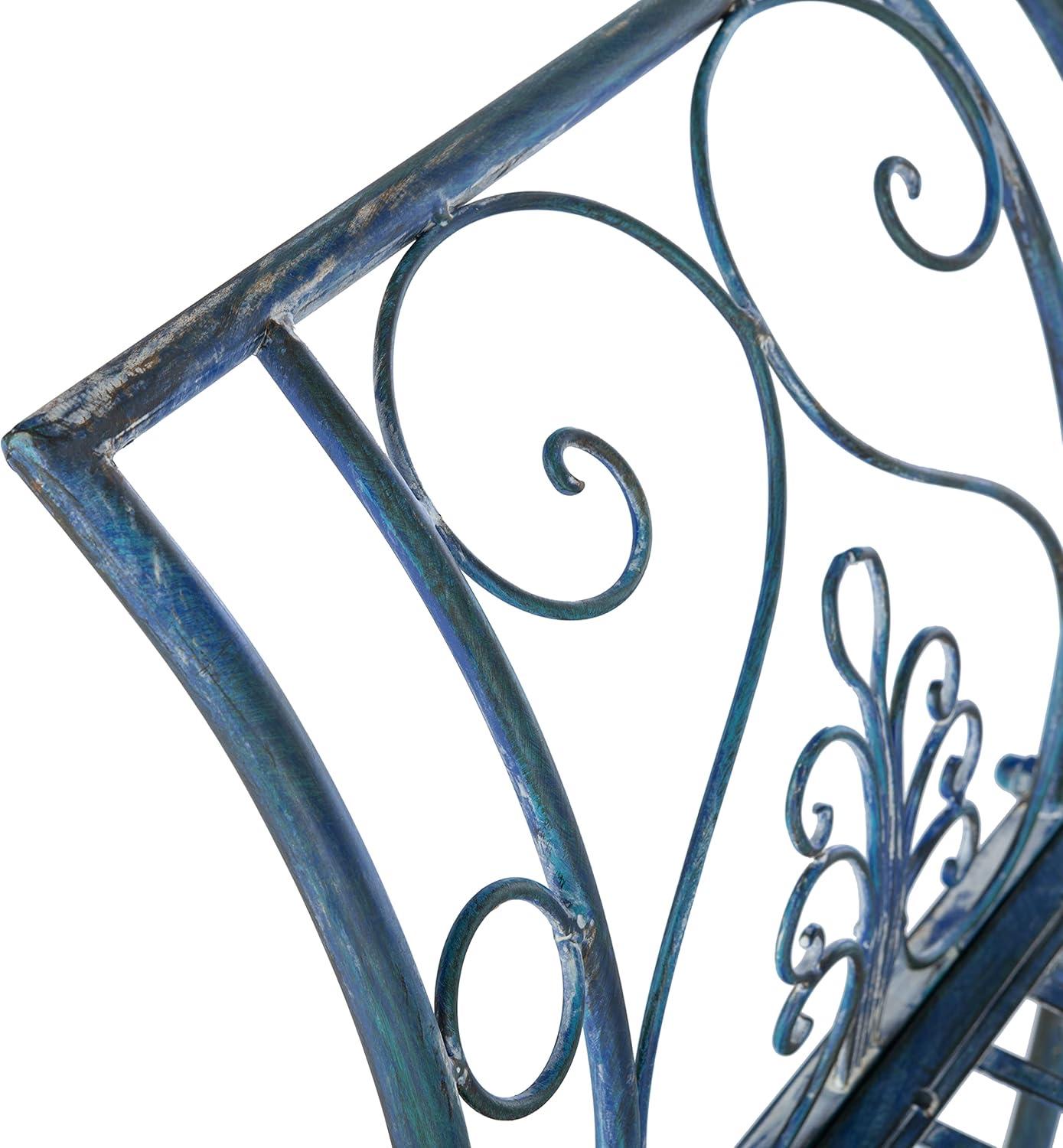 image:imageSafavieh PAT5016A Collection Arona Antique White Wrought Iron 51 Outdoor Garden BenchMossy Blue