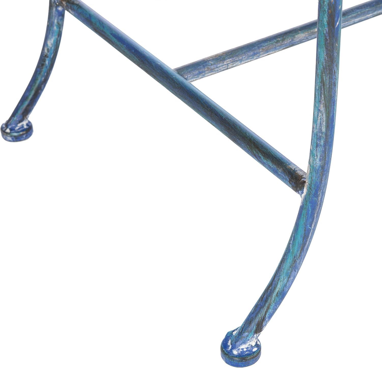image:imageSafavieh PAT5016A Collection Arona Antique White Wrought Iron 51 Outdoor Garden BenchMossy Blue