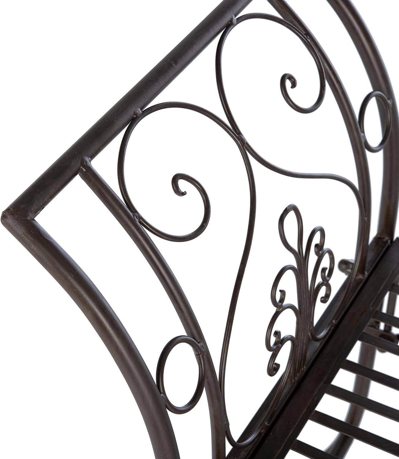 image:imageSafavieh PAT5016A Collection Arona Antique White Wrought Iron 51 Outdoor Garden BenchRustic Brown