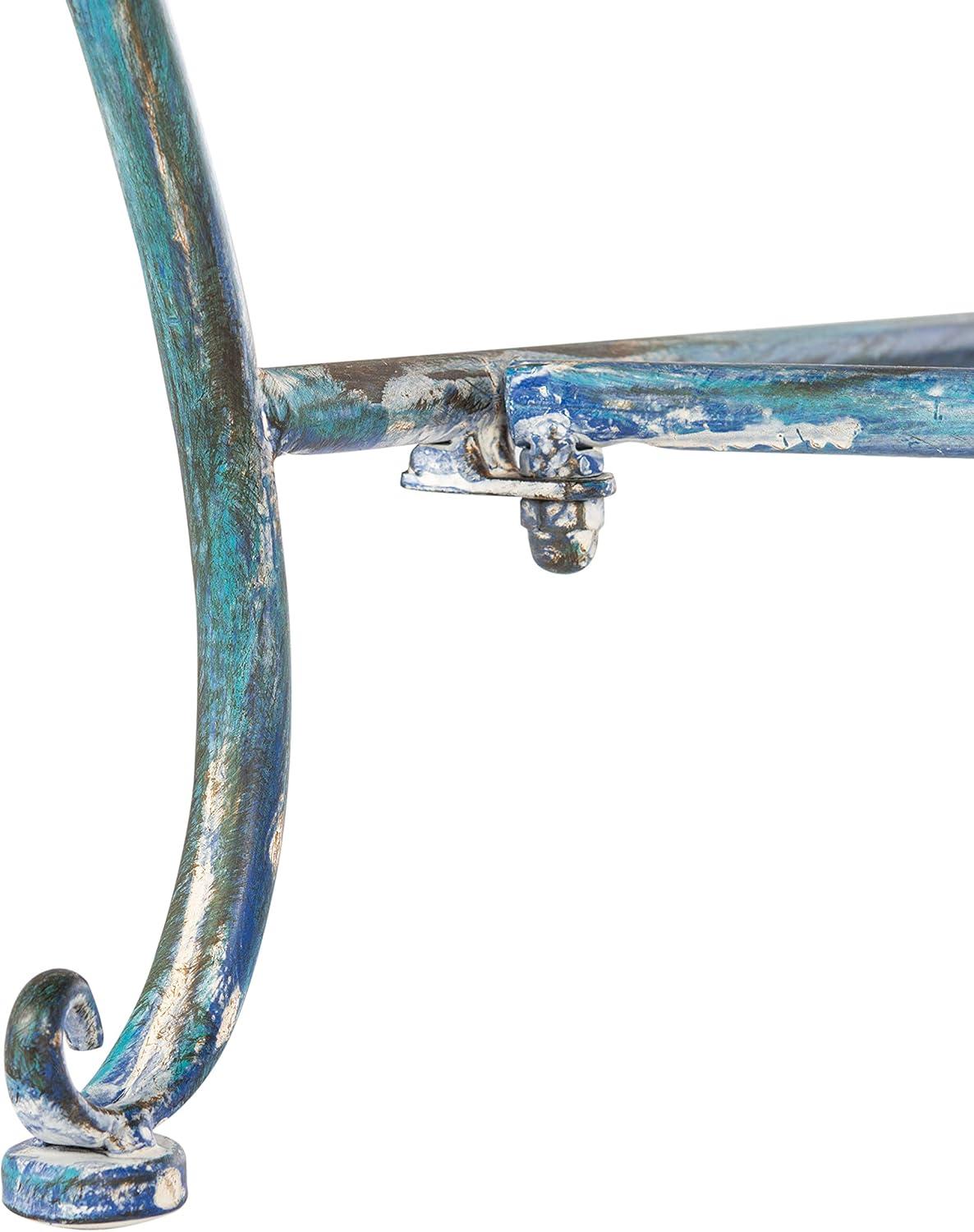 image:imageSafavieh PAT5017A Collection Adina Antique White Wrought Iron 5125 Outdoor Garden BenchMossy Blue