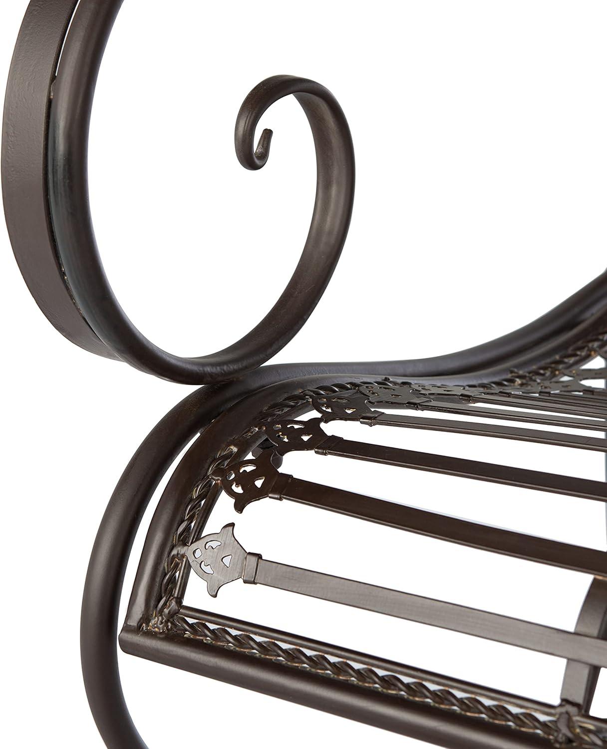 image:imageSafavieh PAT5017A Collection Adina Antique White Wrought Iron 5125 Outdoor Garden BenchRustic Brown