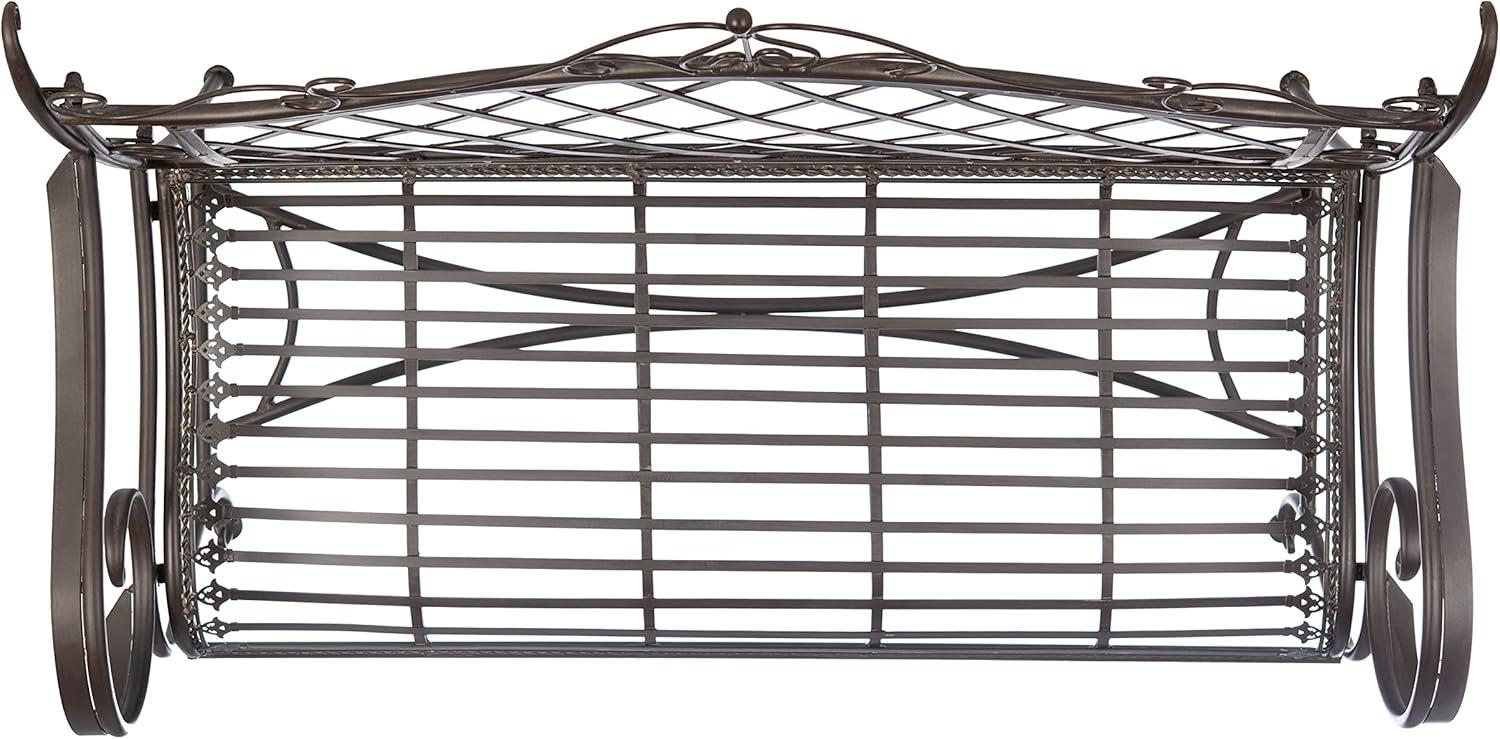 image:imageSafavieh PAT5017A Collection Adina Antique White Wrought Iron 5125 Outdoor Garden BenchRustic Brown