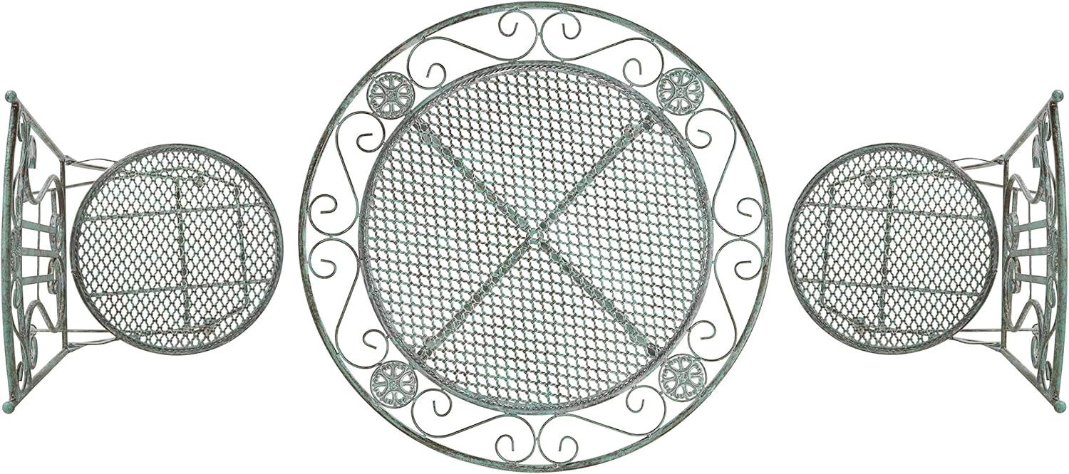 image:imageSafavieh PAT5028A Outdoor Collection Semly Pearl White 3Piece Bistro SetAntique Dark Green