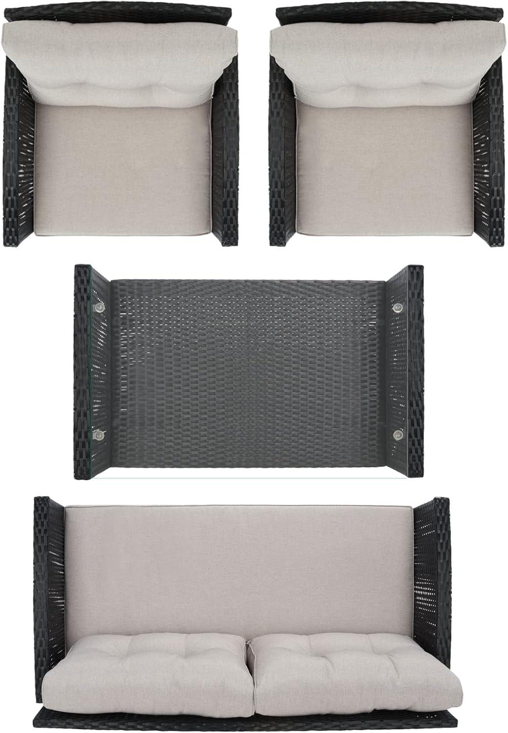 image:imageSafavieh PAT7516B Collection Vellor Grey 4Piece Outdoor Living Patio Set GreyGreyBlackLight Grey