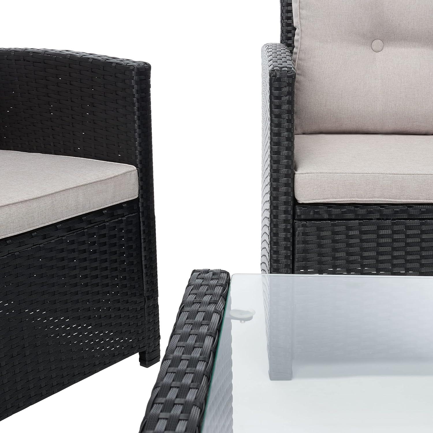 image:imageSafavieh PAT7516B Collection Vellor Grey 4Piece Outdoor Living Patio Set GreyGreyBlackLight Grey