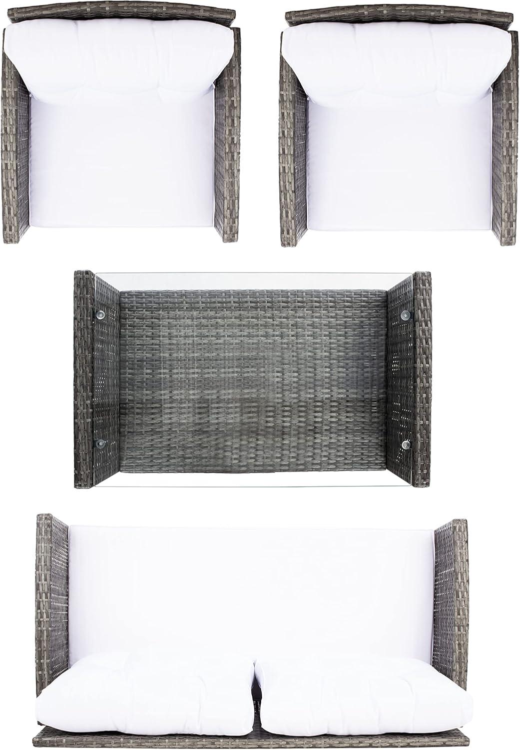 image:imageSafavieh PAT7516B Collection Vellor Grey 4Piece Outdoor Living Patio Set GreyGreyGrey BrownWhite