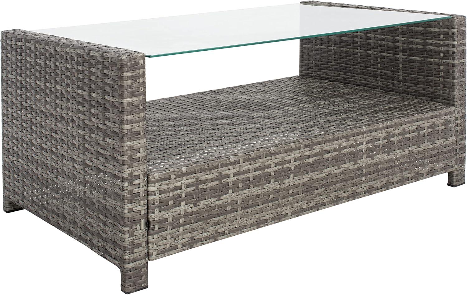 image:imageSafavieh PAT7516B Collection Vellor Grey 4Piece Outdoor Living Patio Set GreyGreyGrey BrownWhite